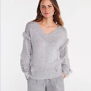 Ann Taylor V neck fringe sleeve sweater